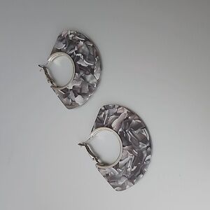 GEOMETRIC Grey Marble ACRYLIC EARRINGS Fun And Whimsy